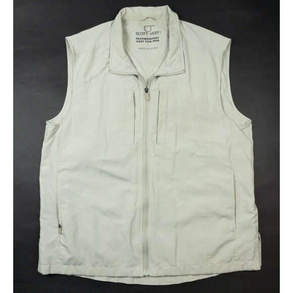SCOTTeVEST Featherweight Travel Vest Men's Large Beige Utility Pockets TEC - Picture 2 of 16